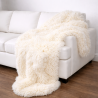 Luxury Mongolian Faux Fur Throw | Large Cream Curly Faux Fur Blanket |