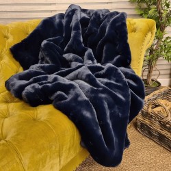 Navy Faux Fur Throw | Chelsea Navy Fur Throw | Blue Fur Throw