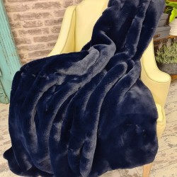 Richmond Navy Faux Fur Throw | Navy Blue Faux Fur Throw | Blue Blanket