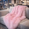 Bubble-gum Faux Fur Throw | Modern Pink Faux Fur Throws and Blankets
