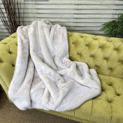 Faux Fur Throw Beige Frost | Large Beige Faux Fur Throw or Bedspread