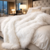 Plaid en fausse fourrure polaire de luxe | Plaids et couvertures de luxe en fausse fourrure crème