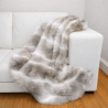 Beige Striped Faux Fur Throw | Caribou Stripe Fur Blanket | Luxury Fur Throws