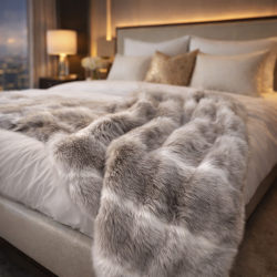 Reindeer Faux Fur Throws | Striped Fur Bedspreads |Reindeer Blankets