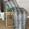 Opossum Stripe Faux Fur Throws | Grey Fur Bedspreads |Striped Blankets