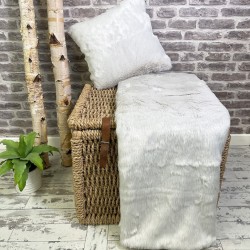 Silver Fox Fur Throw | White Faux Fur Blanket | Grey/White Bedspread