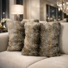 Coussin en fausse fourrure Loup Gris | Oreillers en fourrure de loup | Housse de coussin en fausse fourrure grise