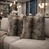 Striped Faux Fur Cushions | Grey Fake Fur Cushions | Fur Sofa Cushions