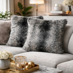 Faux Fur Scatter Cushions | Fur Sofa Cushions | Striped Fur Cushions