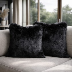 Black Panther faux fur cushion covers | Black Fur Cushions | Pillows