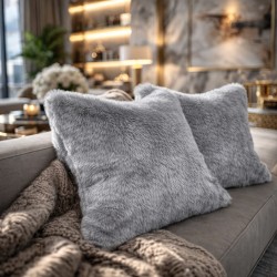 Ash Light Grey Faux Fur Cushion Covers | Grey Fur Pillows and Cushions