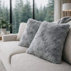 Ash Light Grey Faux Fur Cushion Covers | Grey Fur Pillows and Cushions