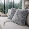 Grey Faux Fur Cushions | Grey Cushions | Aspen Grey Fur Scatter Cushions