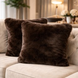 Brown Faux Fur Cushions | Brown Fur Cushion Covers | Brown Sofa Cushions