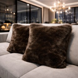 Rich Dark Brown Bison Faux Fur Cushion Covers | Brown Fur Cushions