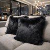 Coussin en fausse fourrure Ours Noir | Oreiller en fourrure noire | Coussins en fourrure noire