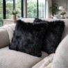 Black Faux Fur Cushions | Black Sofa Cushions | Black Fur Pillows