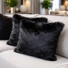Coussin en fausse fourrure Ours Noir | Oreiller en fourrure noire | Coussins en fourrure noire
