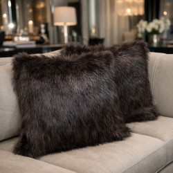 Coussin en fausse fourrure ours brun | Oreiller en fourrure brune | Coussins en fourrure brune