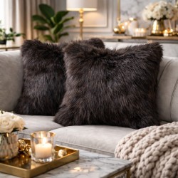 Coussin en fausse fourrure ours brun | Oreiller en fourrure brune | Coussins en fourrure brune