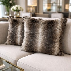 Dark Chinchilla Faux Fur Cushion | Chinchilla Fur Cushions and Pillows