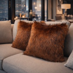 Faux Fur Pillows | Brown Fur Cushion Covers | Tamarin Fur Cushions