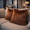 Coussins en fausse fourrure Raynard | Oreillers en fourrure marron | Housses de coussin en fourrure
