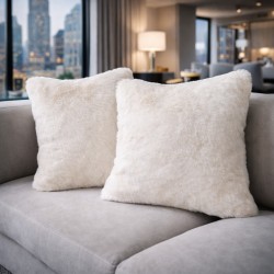 Faux Fur Cream Cushions | Luxury Cream Fur Pillows | Premium Cushions