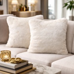 Coussin en fausse fourrure Richmond Crème | Oreiller en fourrure crème | Fourrure blanc cassé