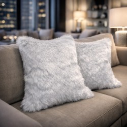 Arctic Fox Faux Fur Cushions | Fox Fur Pillows | Grey Sofa Cushions