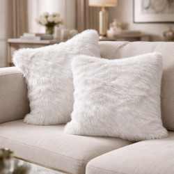 Arctic Fox Faux Fur Cushions | Fox Fur Pillows | Grey Sofa Cushions