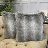 Marmoset Stripe Faux Fur Cushion | Grey Fur Pillow | Striped Fur Cushion