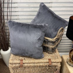 Richmond Graphite Faux Fur Cushion | Grey Fur Pillow | Grey Fur Cushion