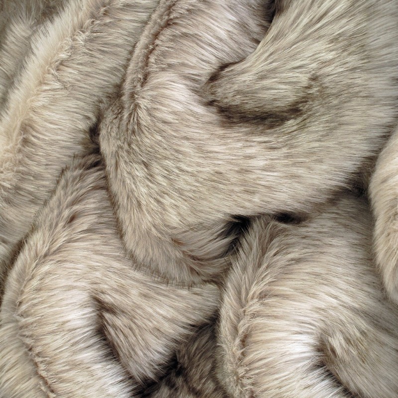 Tundra Wolf Faux Fur Cushions | Long-Haired Beige Faux Fur Cushions |