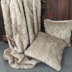 Brunswick Faux Fur Cushions | Long-Haired Beige Faux Fur Cushions | Beige Pillows