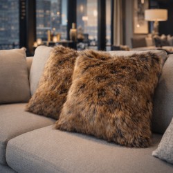 New Mink Faux Fur Cushions | Luxury Brown Fur Cushion Covers & Pillows