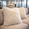 Cream Angora Faux Fur Cushion | Cream Curly Haired Fur Cushions