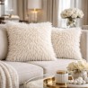 Cream Mongolian Faux Fur Cushions | Cream Curly Haired Fur Cushions |