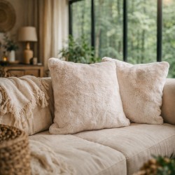 Beige Frost Faux Fur Cushions | Luxury Faux Fur Cushions and Pillows