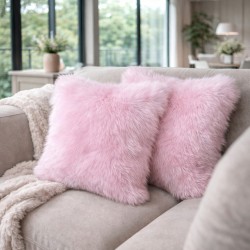Coussins en fausse fourrure rose bonbon | Coussin en fausse fourrure rose | Coussin en fourrure rose