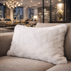 Chelsea Cream Rectangular Fur Cushions | Rectangular Faux Fur Cushions |