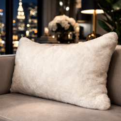 Chelsea Cream Rectangular Fur Cushions | Rectangular Faux Fur Cushions |