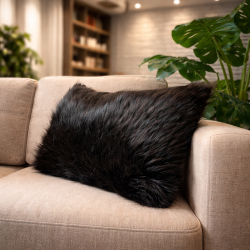 Rectangular Cushions | Rectangular Faux Fur Cushions Black Angus