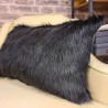 Black Bear Rectangular Cushion | Black Rectangular Faux Fur Cushion