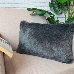 Badger Rectangular Faux Fur Cushions | Rectangular Grey Fur Cushions