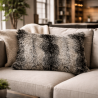 Coussin rectangulaire en fausse fourrure de loup noir | Coussin rectangulaire en fausse fourrure de loup