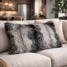 Black Wolf Rectangular Fur Cushion | Wolf Rectangular Faux Fur Cushion
