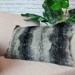Black Wolf Rectangular Fur Cushion | Wolf Rectangular Faux Fur Cushion
