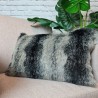 Ashford Black Rectangular Cushions | Striped Rectangular Faux Fur Cushion