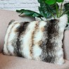 Ashford White Rectangular Faux Fur Cushion |  Rectangular Striped Fur Cushion